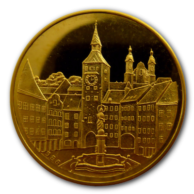 Stadt Landsberg am Lech 986er Dukatengold Goldmedaille Motivseite